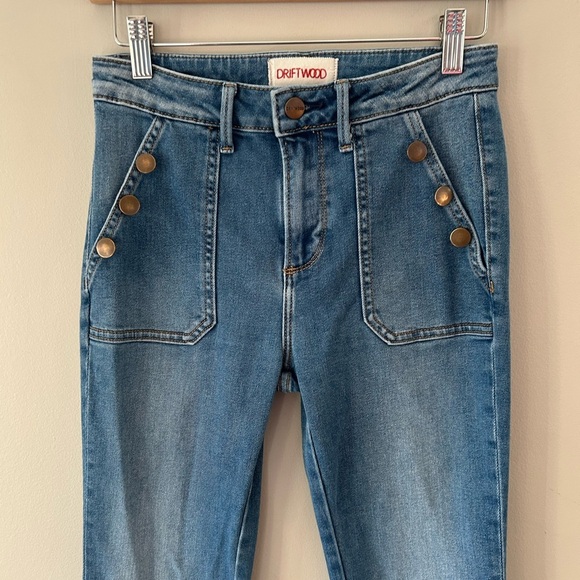 Driftwood Farrah Flare Button Pocket Medium Wash Mid Rise Jeans - Picture 3 of 6